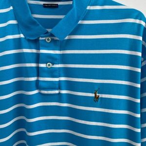 Ralph Lauren...  Polo ... Pima Soft Touch ... Turquoise Stripe ...  XL